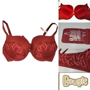 La Vie En Rose Red Wine Push Up Bra 36d